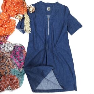 New Anne Klein Denim Short Sleeve Dress Sz 8